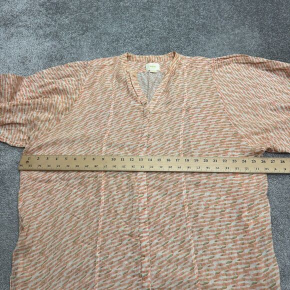 Maeve Anthropologie Textured Striped Tunic Blouse Womens Medium Orange V-Neck - Picture 11 of 13